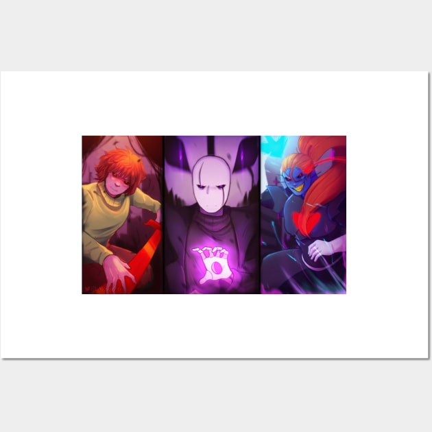 Glitchtale Chara, Gaster and Undyne Wall Art by secrettps